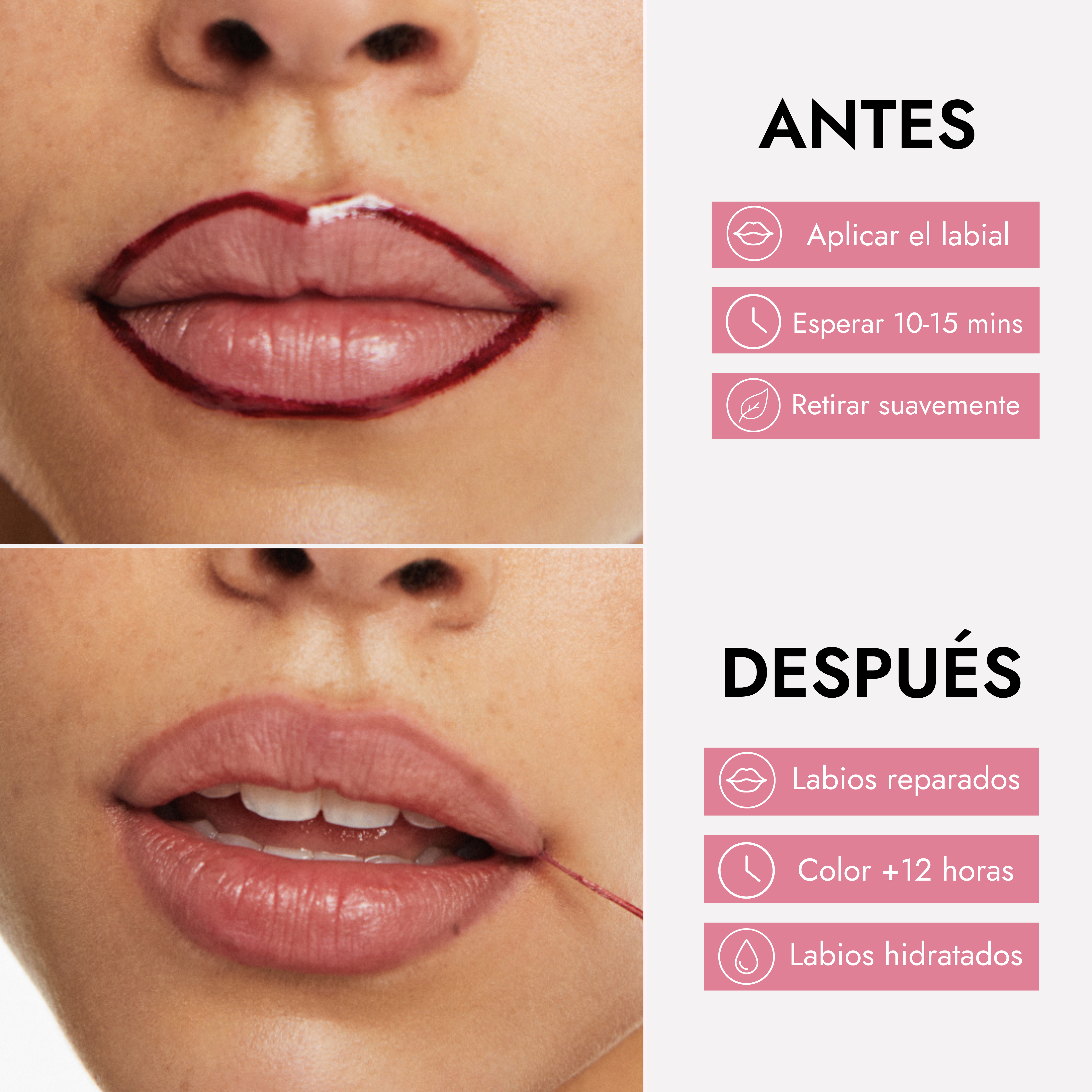 El primer labial peel-off 3 en 1